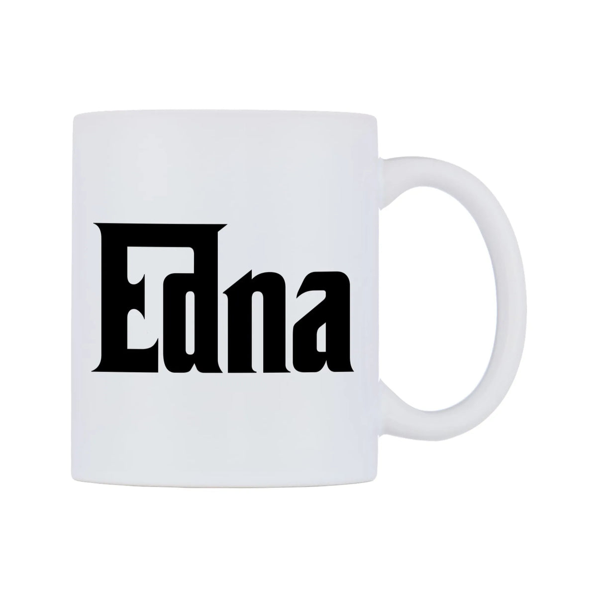 Edna - Godfather Themed Mug — white 11oz gloss mug, left side, on a white background