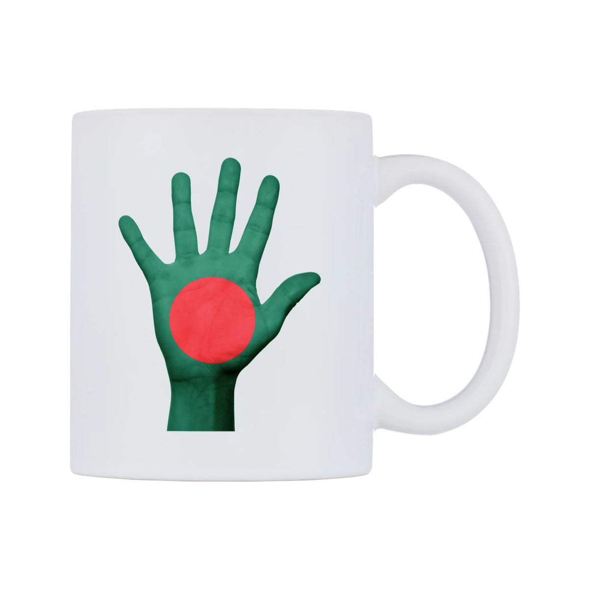 Bangladesh Hand Flag Mug — white 11oz gloss mug, left side, on a white background