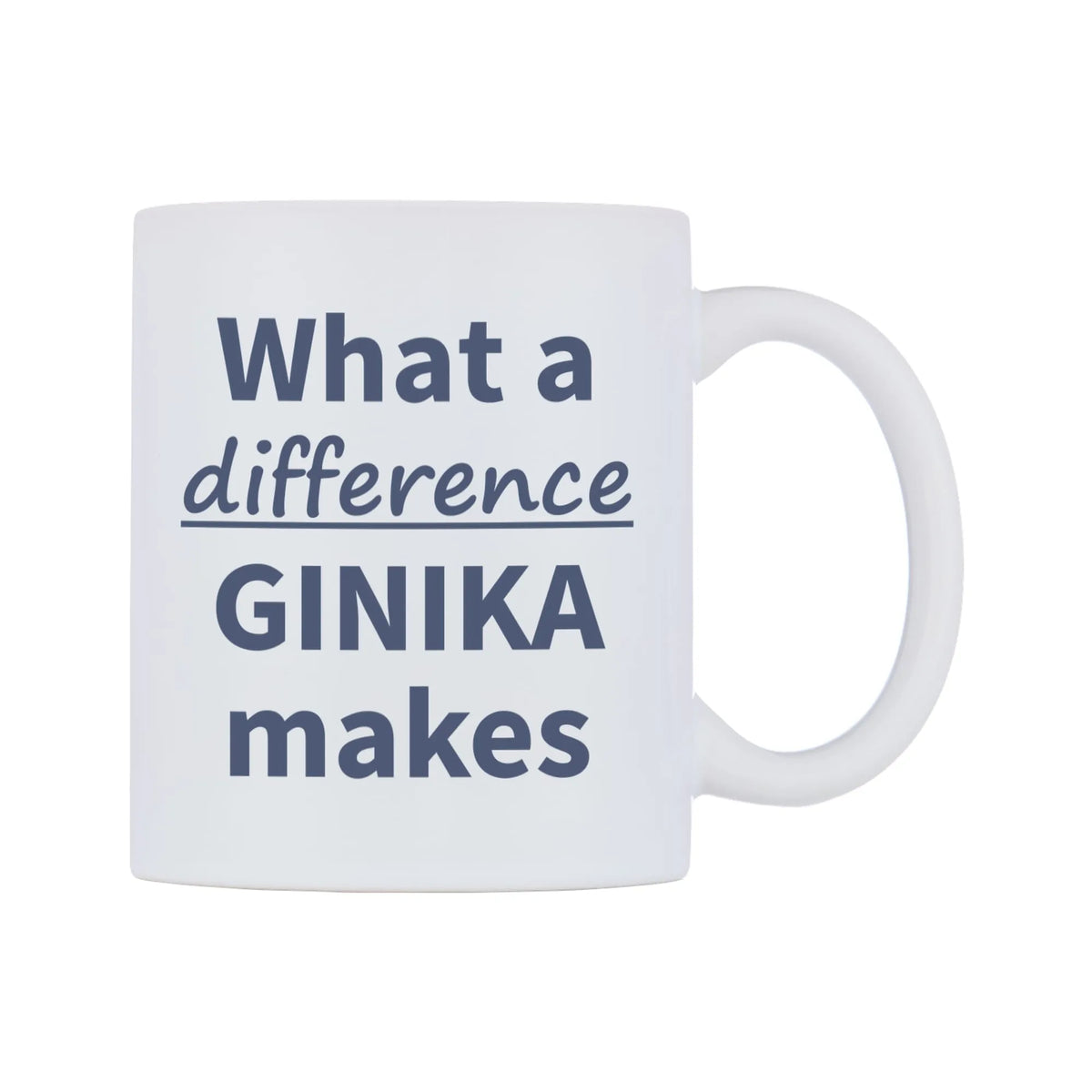 What a difference GINIKA makes Mug — mug, left side, on a white background