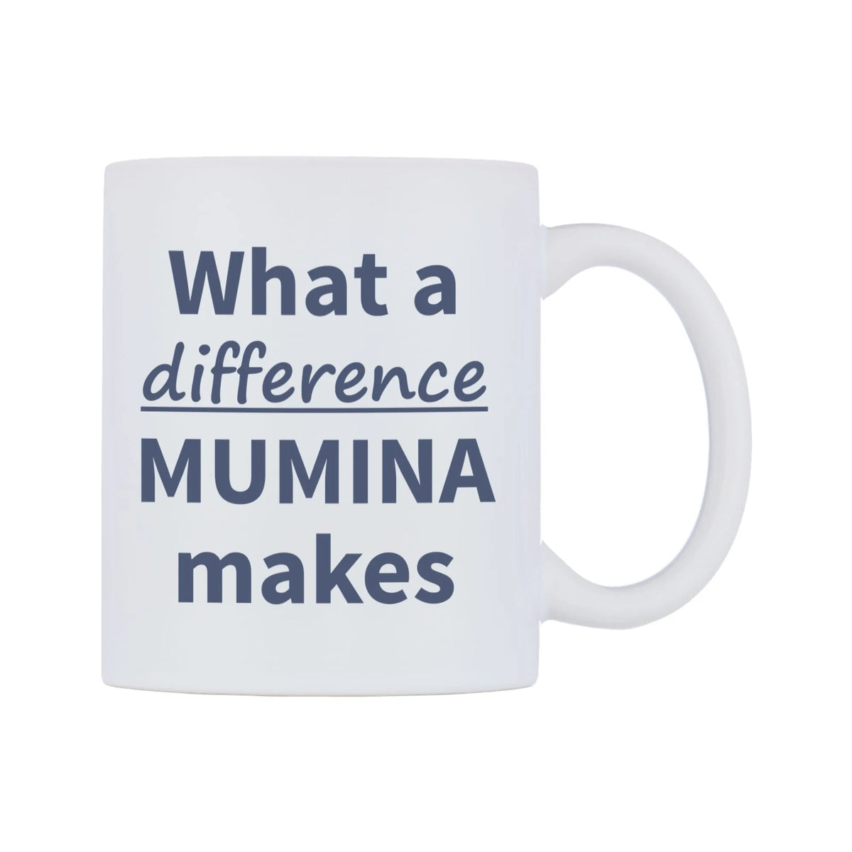 What a difference MUMINA makes Mug — mug, left side, on a white background