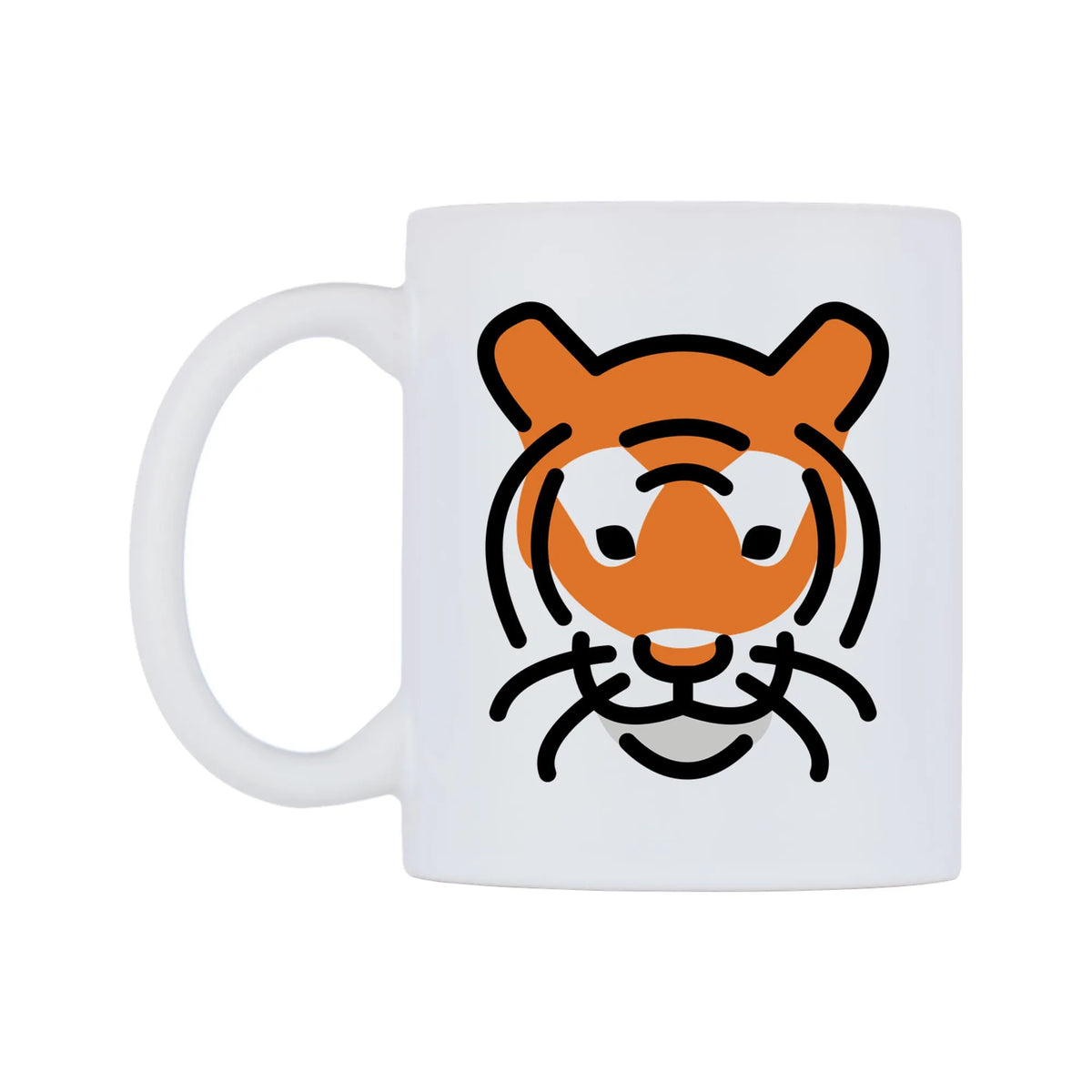 Tiger Face Emoji Mug — mug, right side, on a white background
