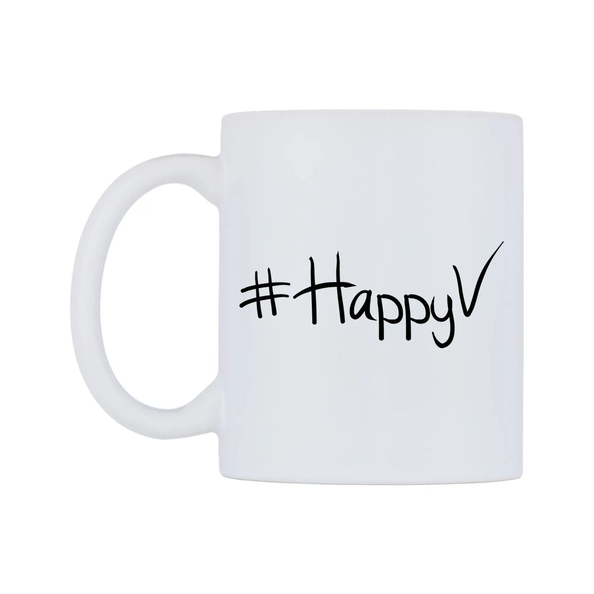 HappyV Mug — mug, right side, on a white background