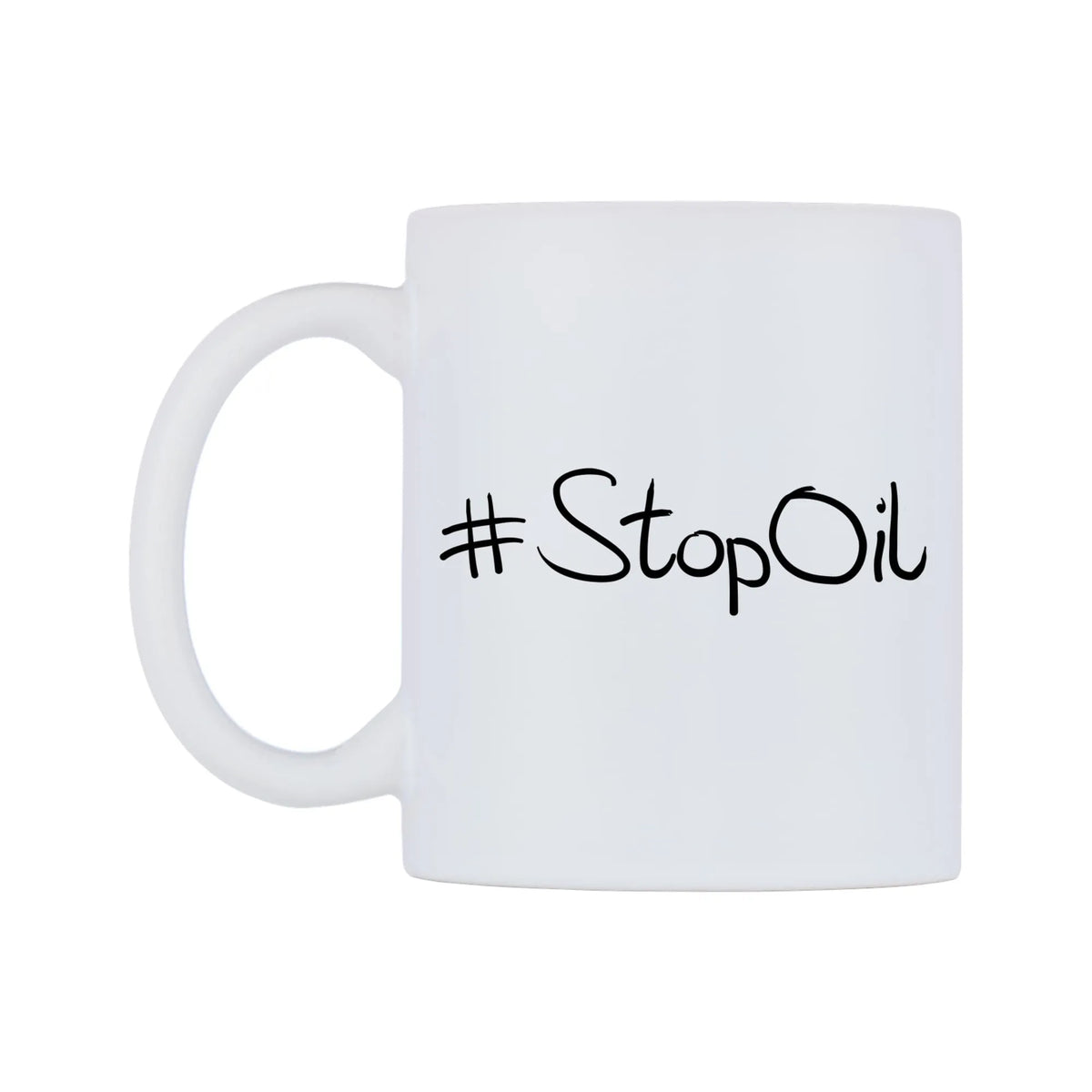 StopOil Mug — mug, right side, on a white background