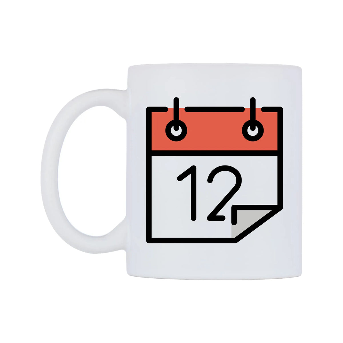 Calendar Emoji Mug — mug, right side, on a white background