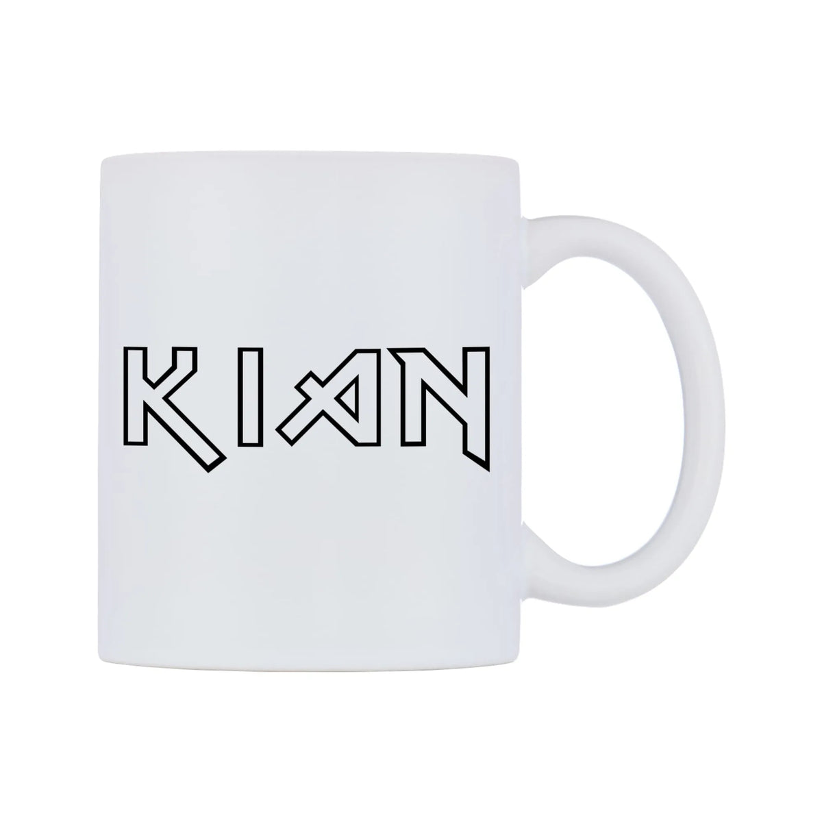Kian - Iron Maiden Themed Mug — white 11oz gloss mug, left side, on a white background