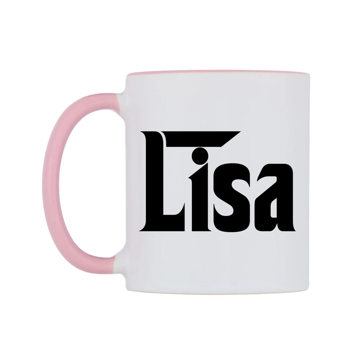 Lisa - Godfather Themed Mug — white 11oz gloss mug with a pink inside and handle, right side, on a white background
