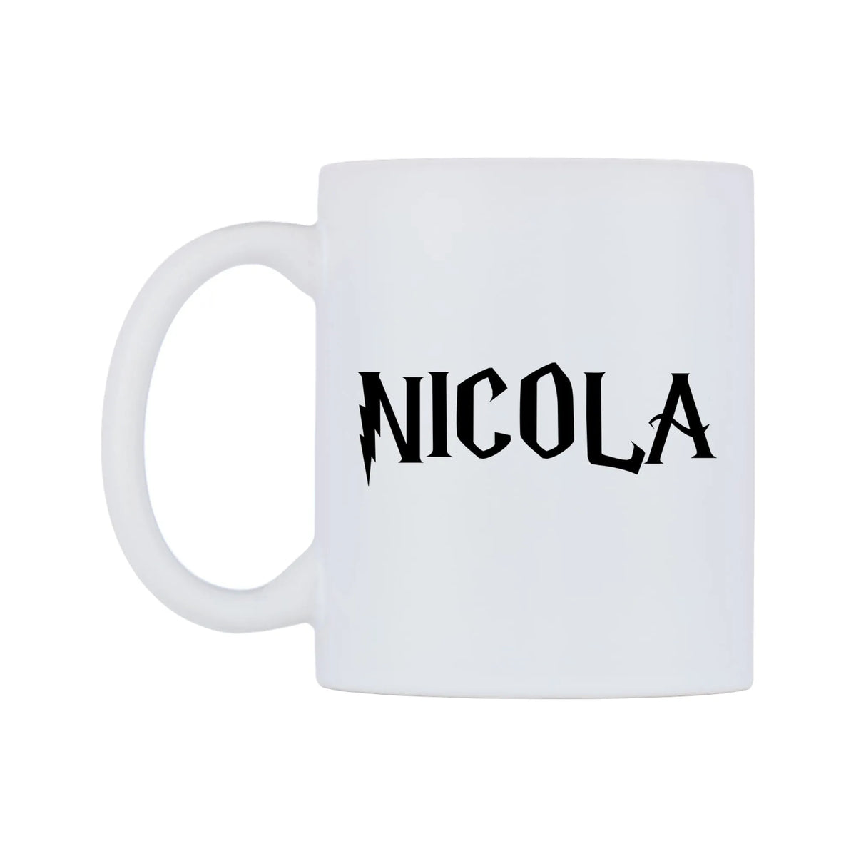 Nicola - Wizard Themed Mug — white 11oz gloss mug, right side, on a white background