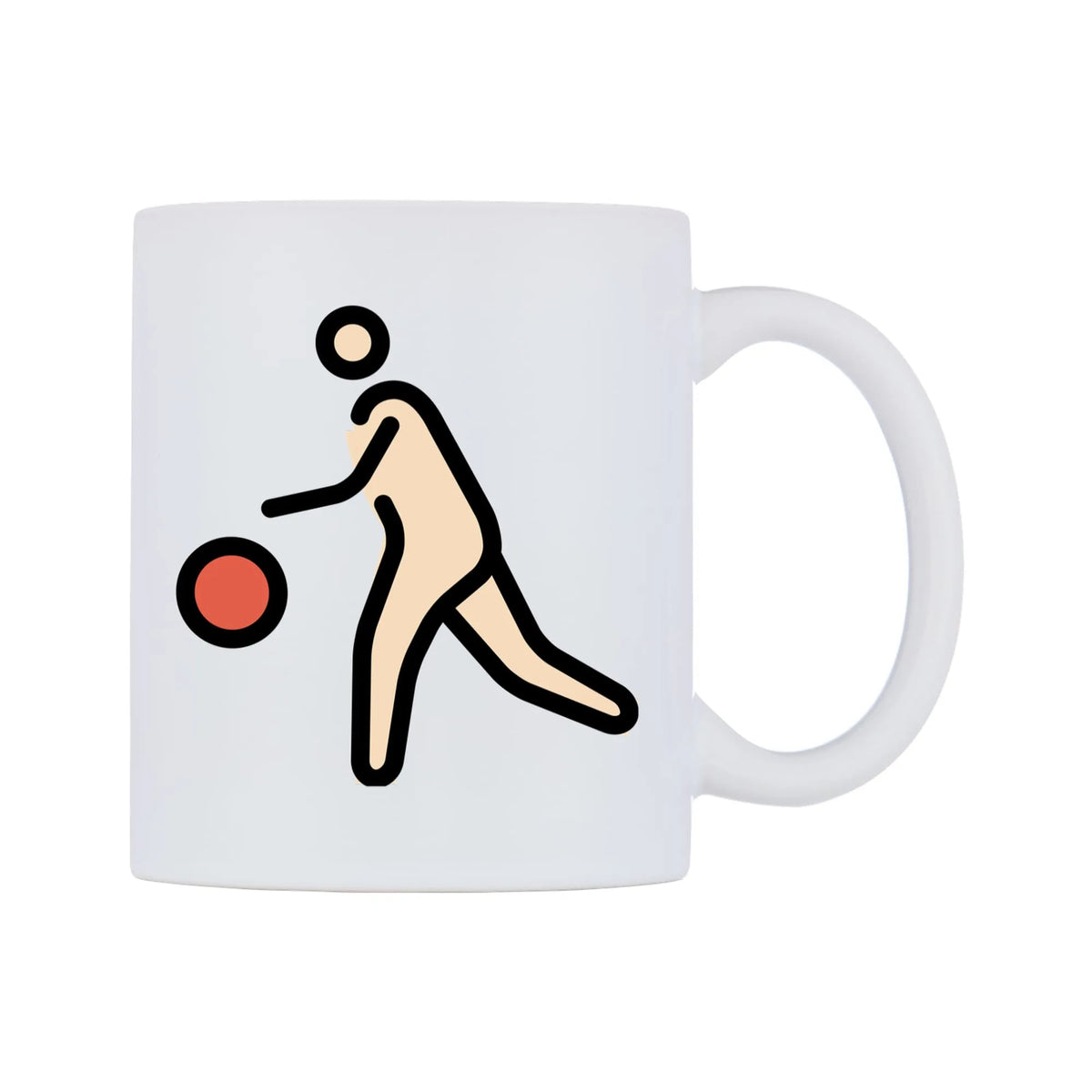 Person Bouncing Ball: Light Skin Tone Emoji Mug — mug, left side, on a white background
