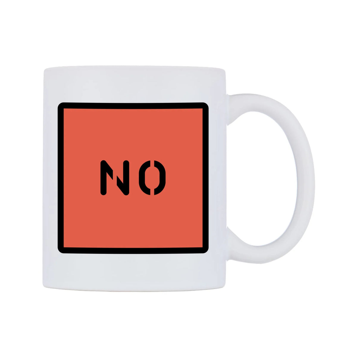 No Stencil Emoji Mug — mug, left side, on a white background
