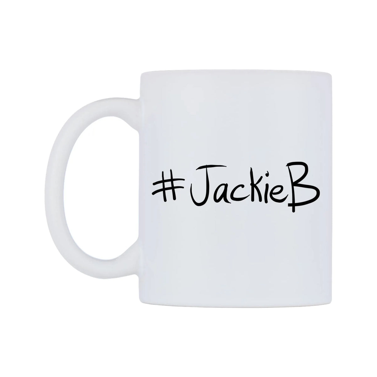JackieB Mug — mug, right side, on a white background