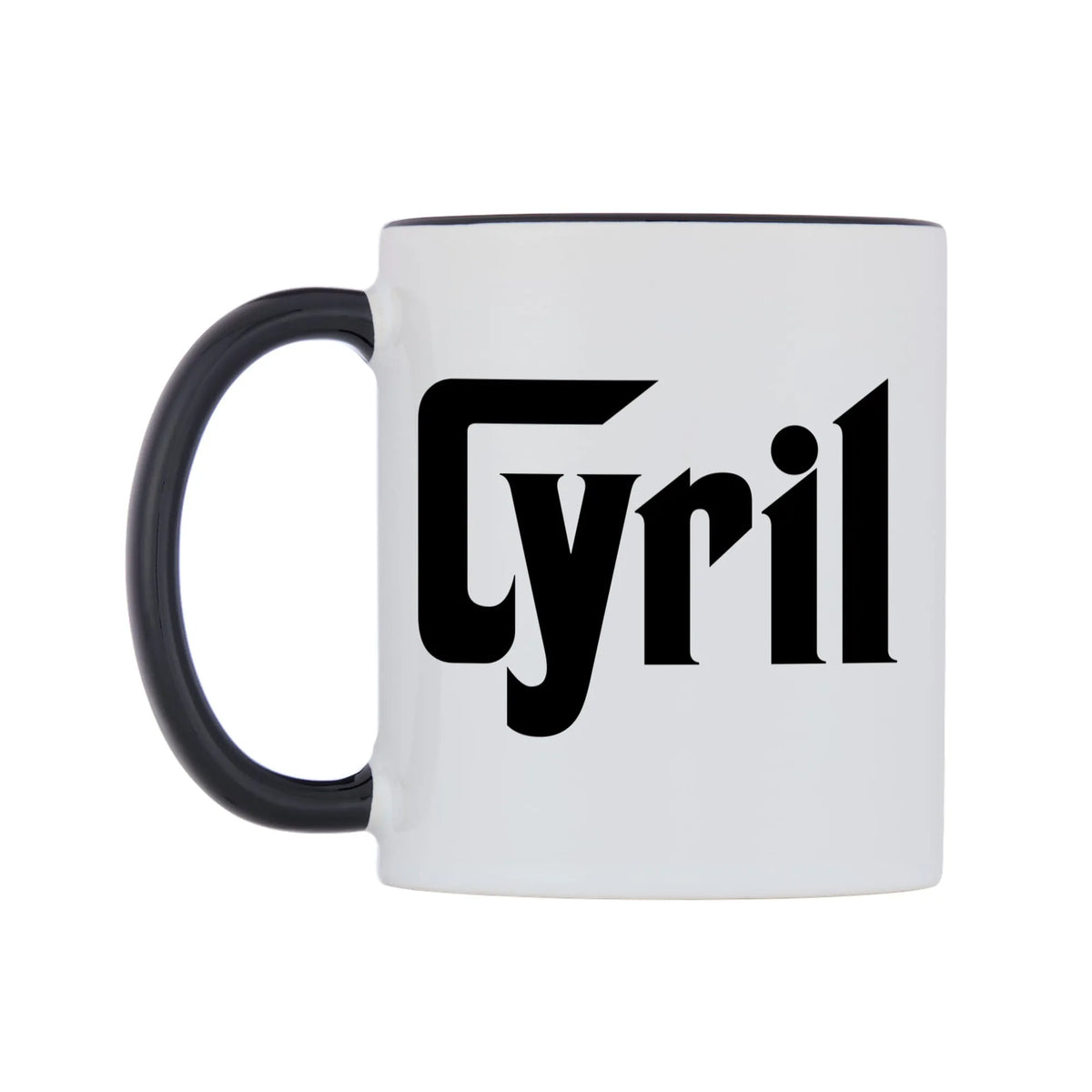 Cyril - Godfather Themed Mug — white 11oz gloss mug with a black inside and handle, right side, on a white background