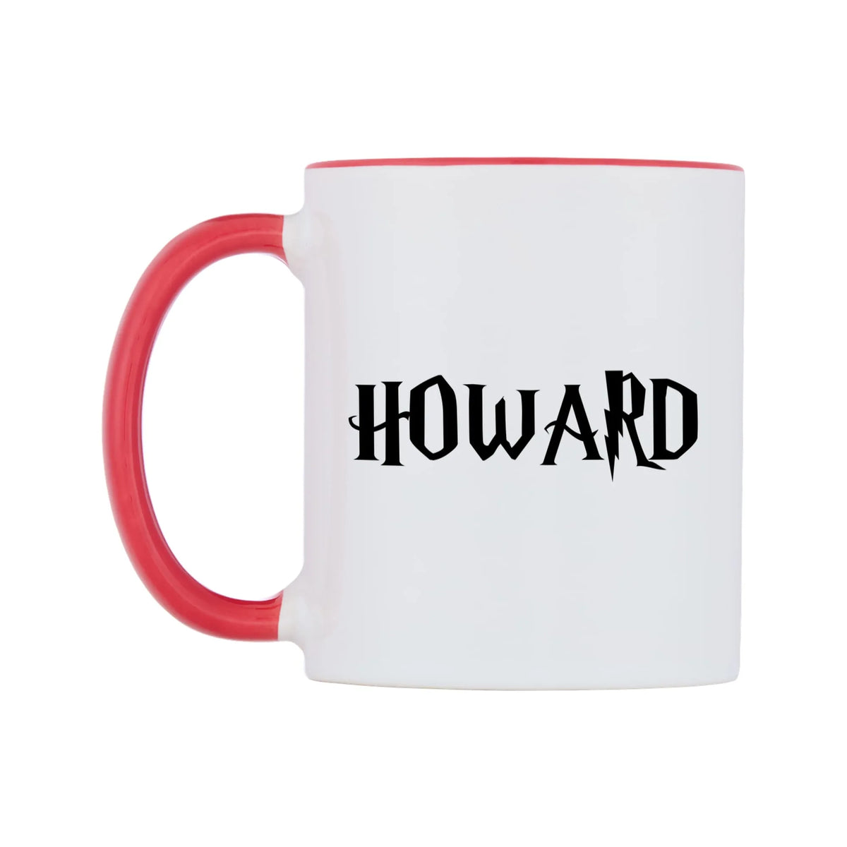 Howard - Wizard Themed Mug — white 11oz gloss mug with a red inside and handle, right side, on a white background