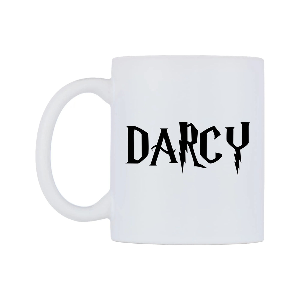 Darcy - Wizard Themed Mug — mug, right side, on a white background