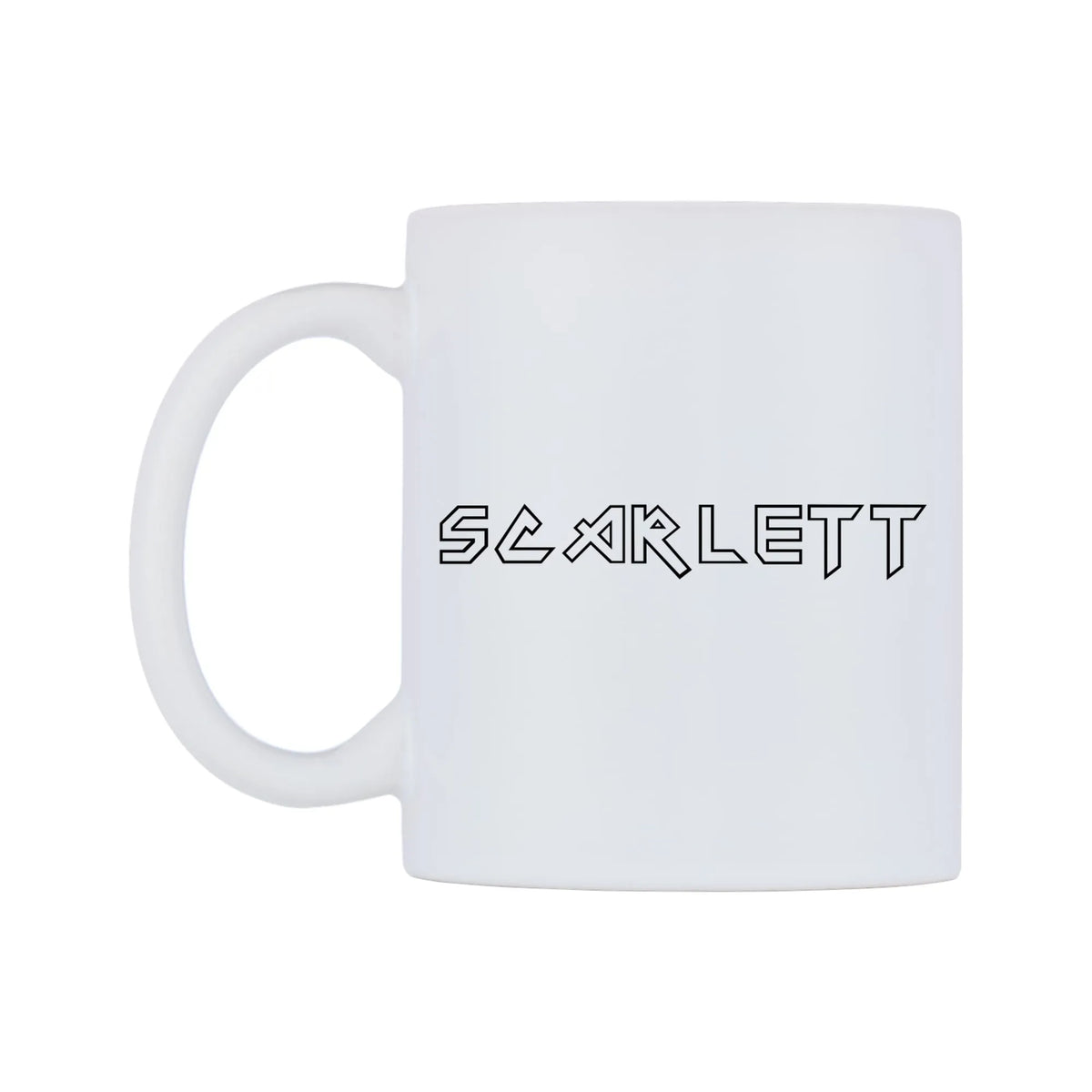 Scarlett - Iron Maiden Themed Mug — white 11oz gloss mug, right side, on a white background