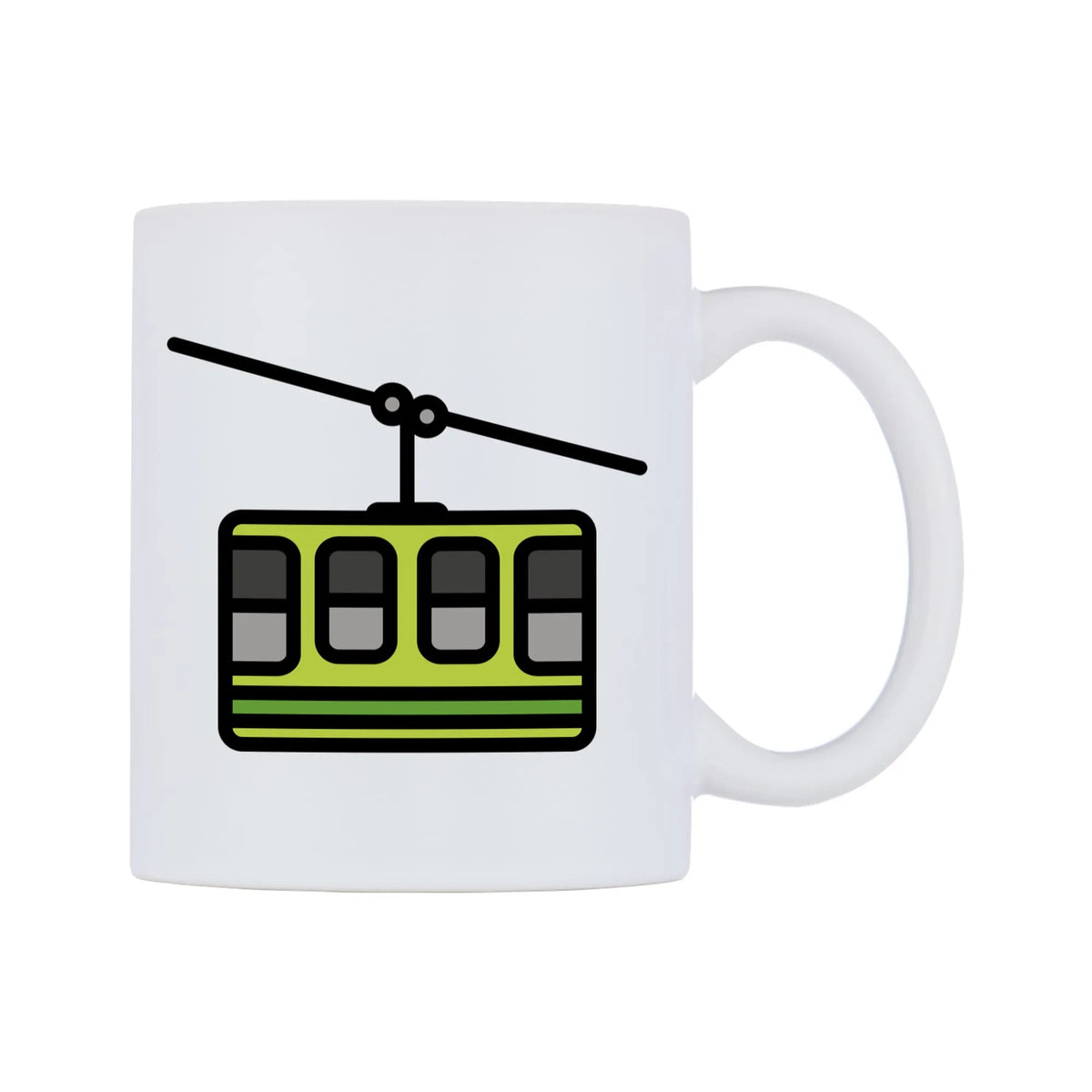 Mountain Cableway Emoji Mug — mug, left side, on a white background