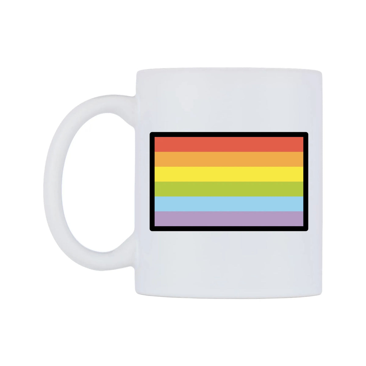 Rainbow Flag Emoji Mug — mug, right side, on a white background
