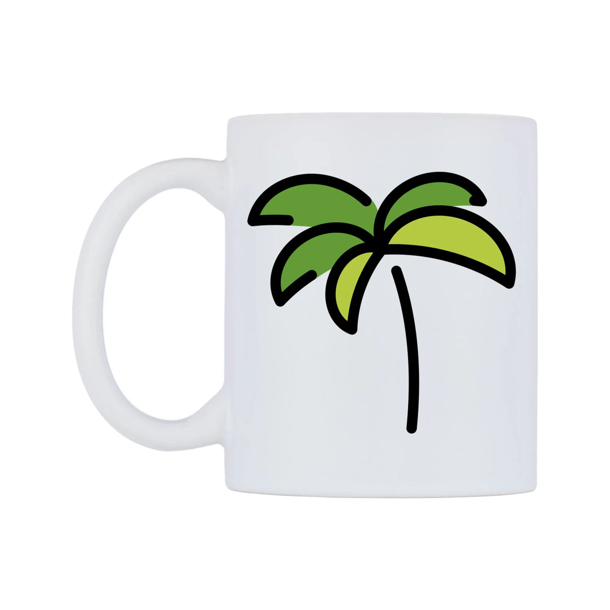 Palm Tree Emoji Mug — mug, right side, on a white background