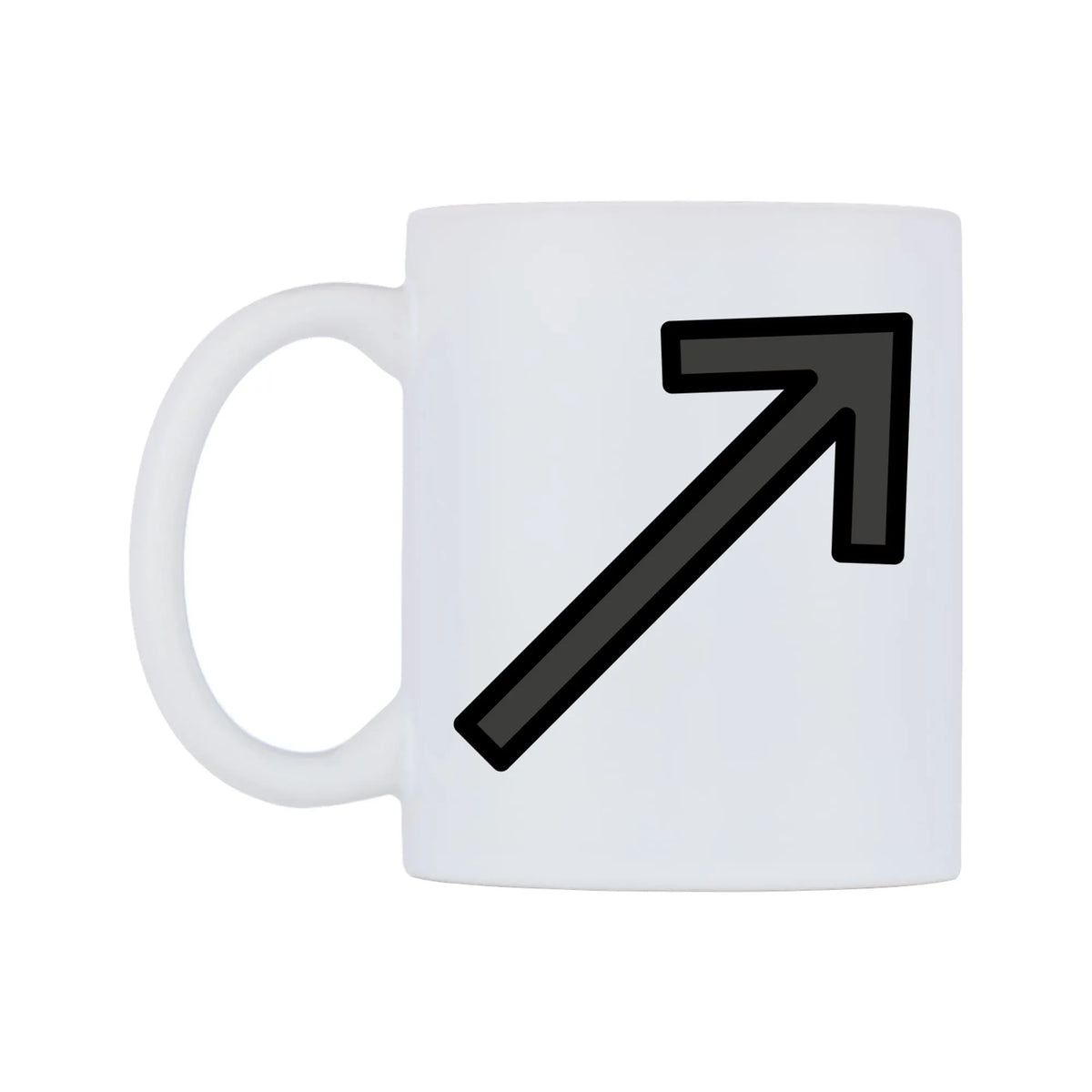 Up-Right Arrow Emoji Mug — mug, right side, on a white background