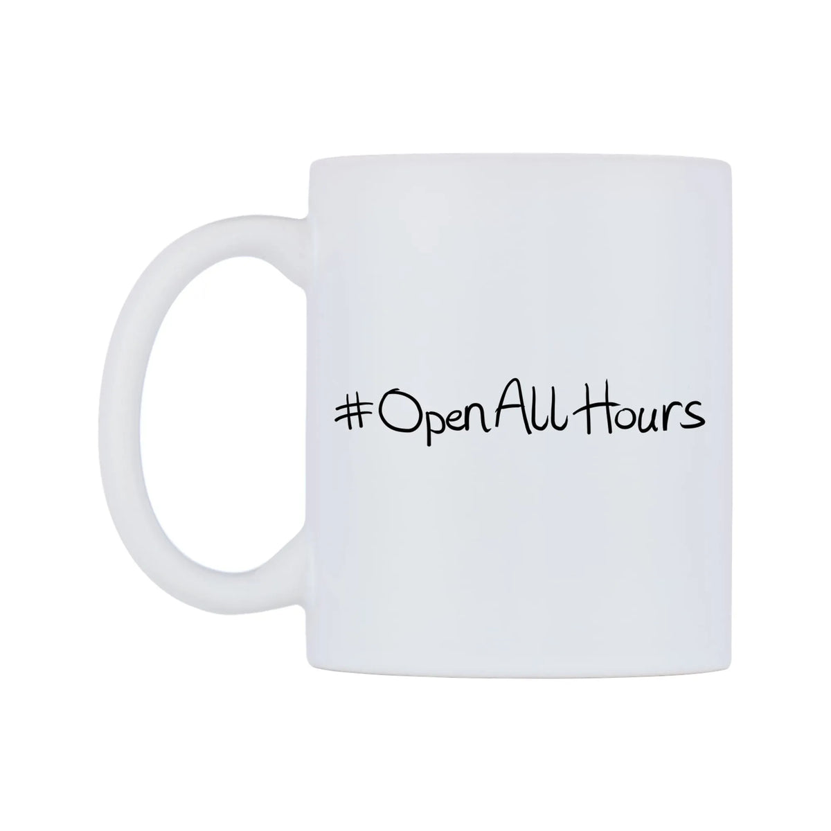 OpenAllHours Mug — mug, right side, on a white background