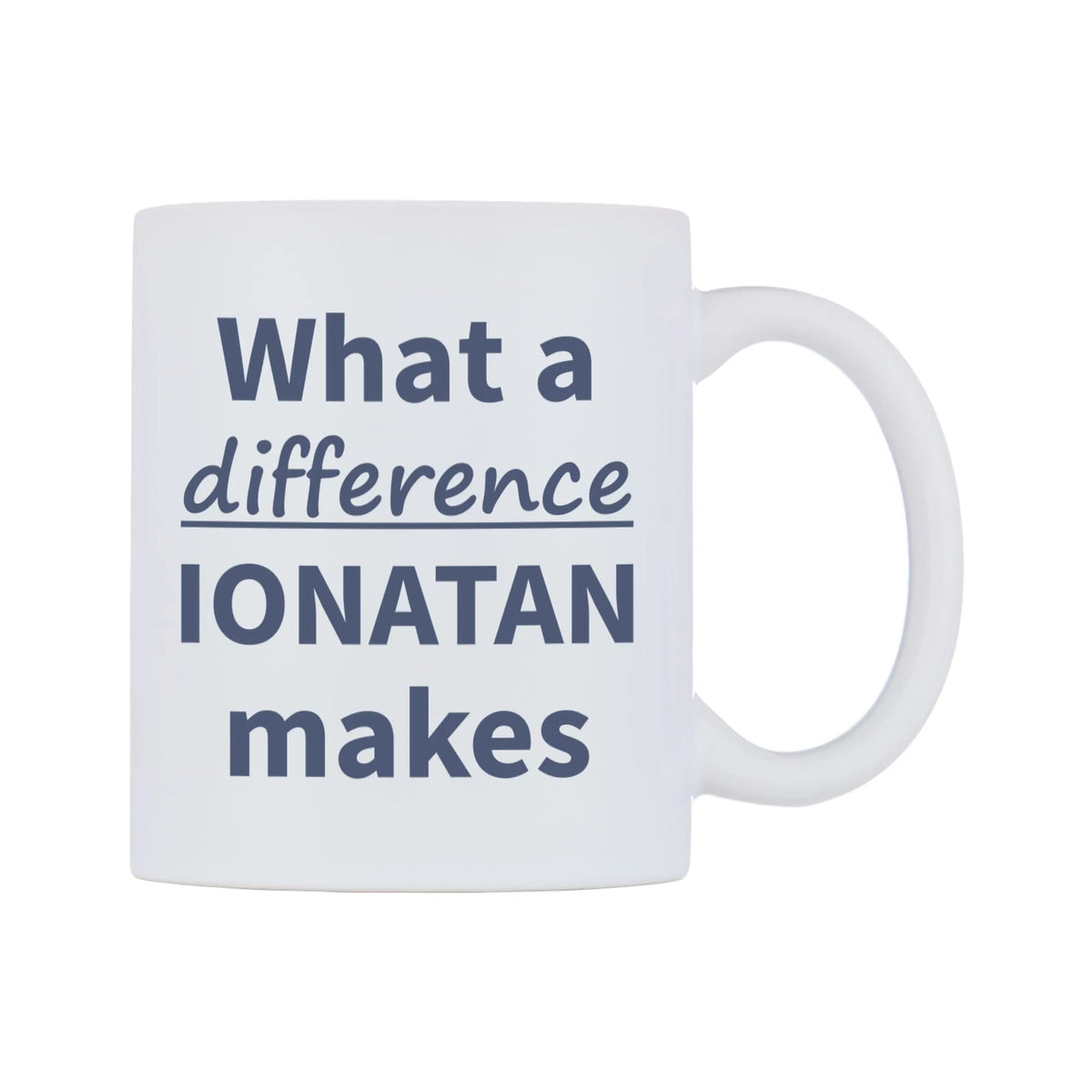 What a difference IONATAN makes Mug — mug, left side, on a white background