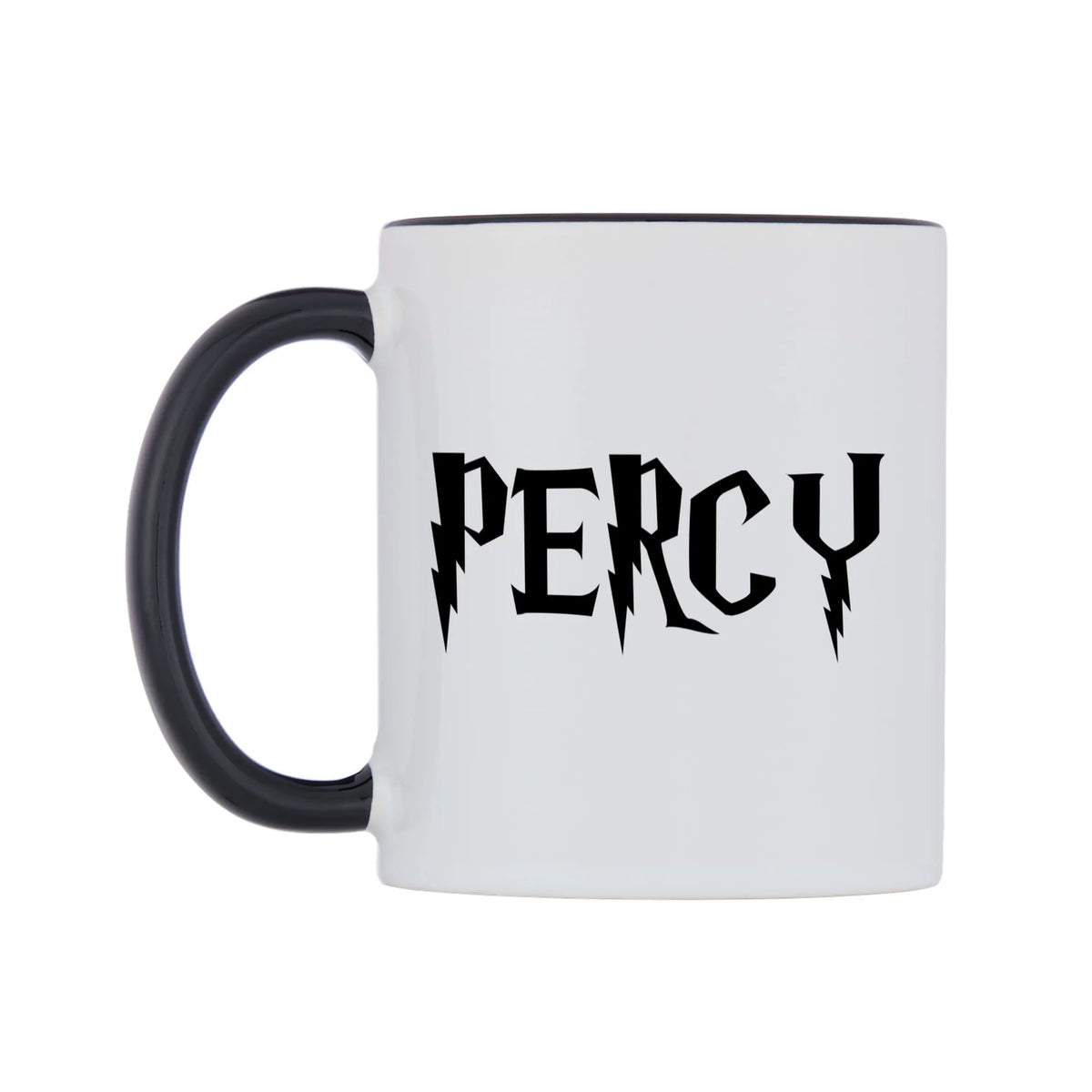 Percy - Wizard Themed Mug — white 11oz gloss mug with a black inside and handle, right side, on a white background