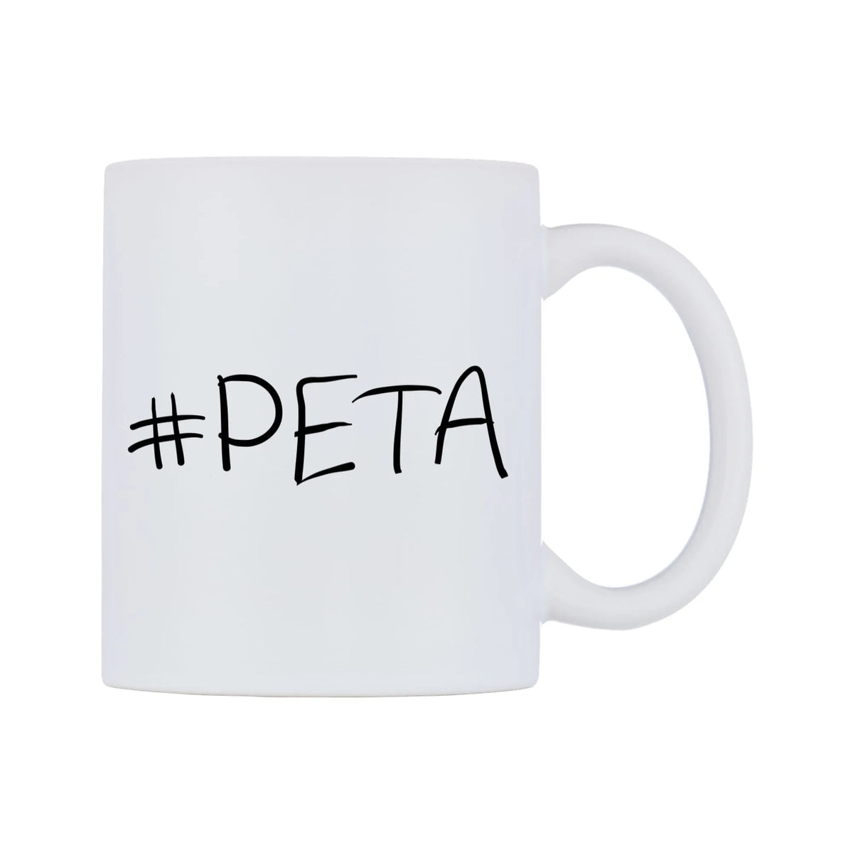 PETA Mug — mug, left side, on a white background