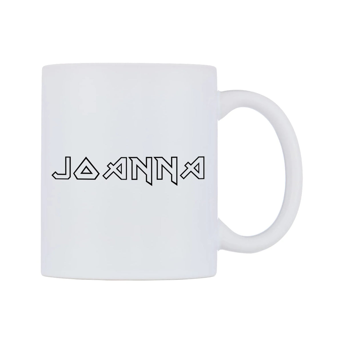 Joanna - Iron Maiden Themed Mug — white 11oz gloss mug, left side, on a white background