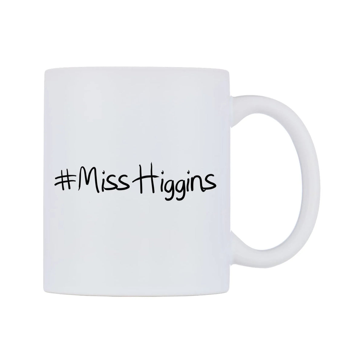 MissHiggins Mug — mug, left side, on a white background