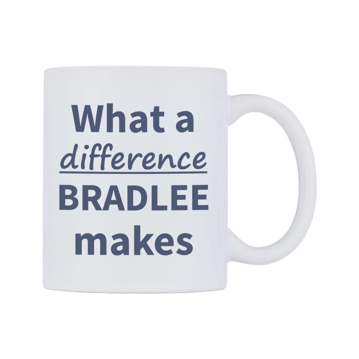 What a difference BRADLEE makes Mug — mug, left side, on a white background