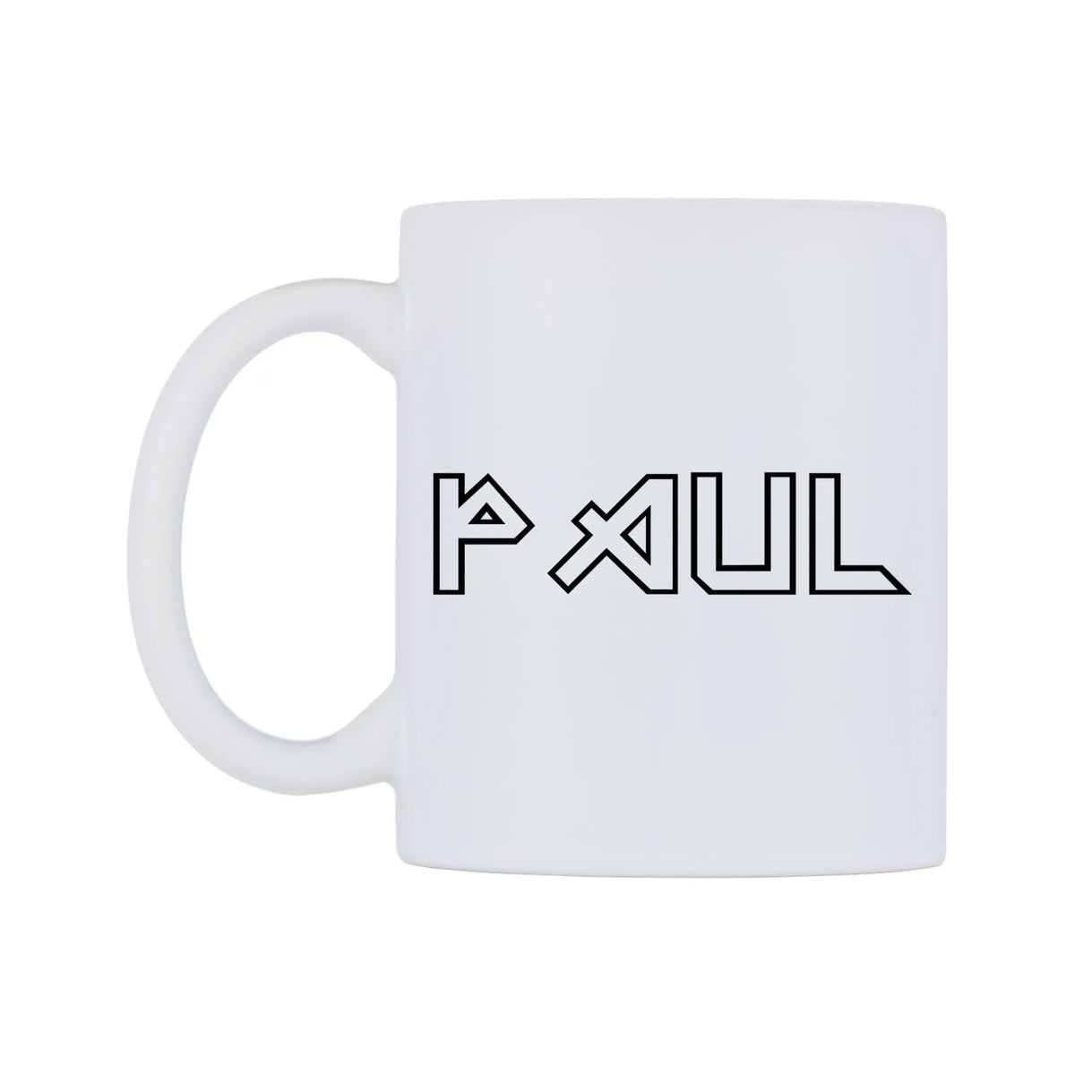 Paul - Iron Maiden Themed Mug — white 11oz gloss mug, right side, on a white background