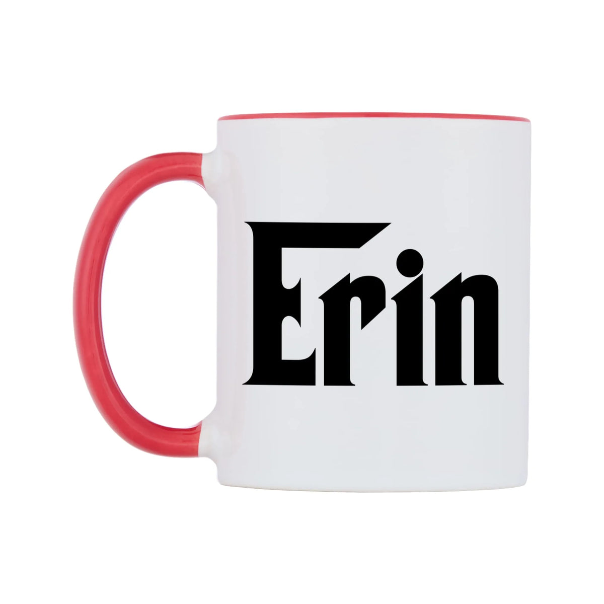 Erin - Godfather Themed Mug — white 11oz gloss mug with a red inside and handle, right side, on a white background