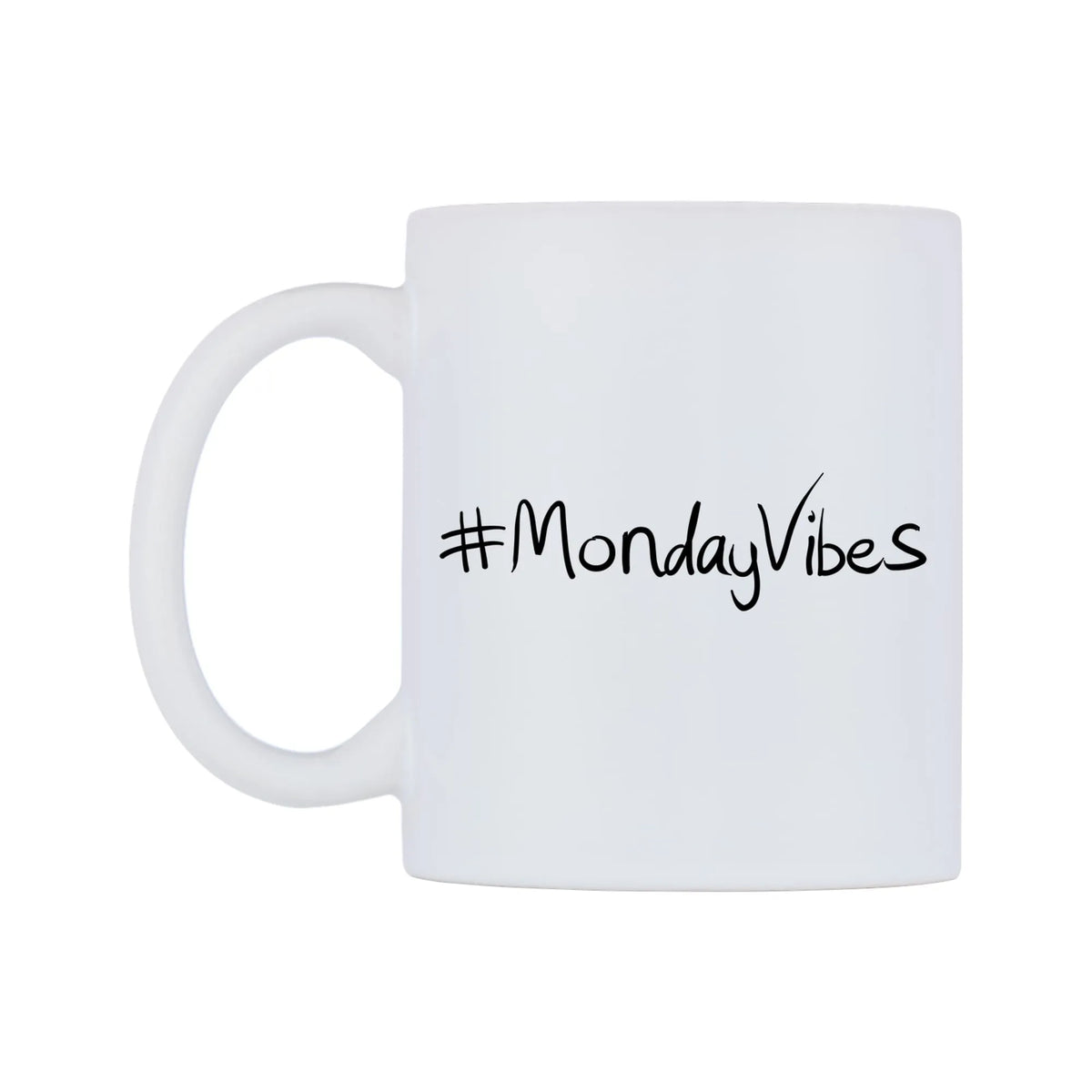 MondayVibes Mug — mug, right side, on a white background