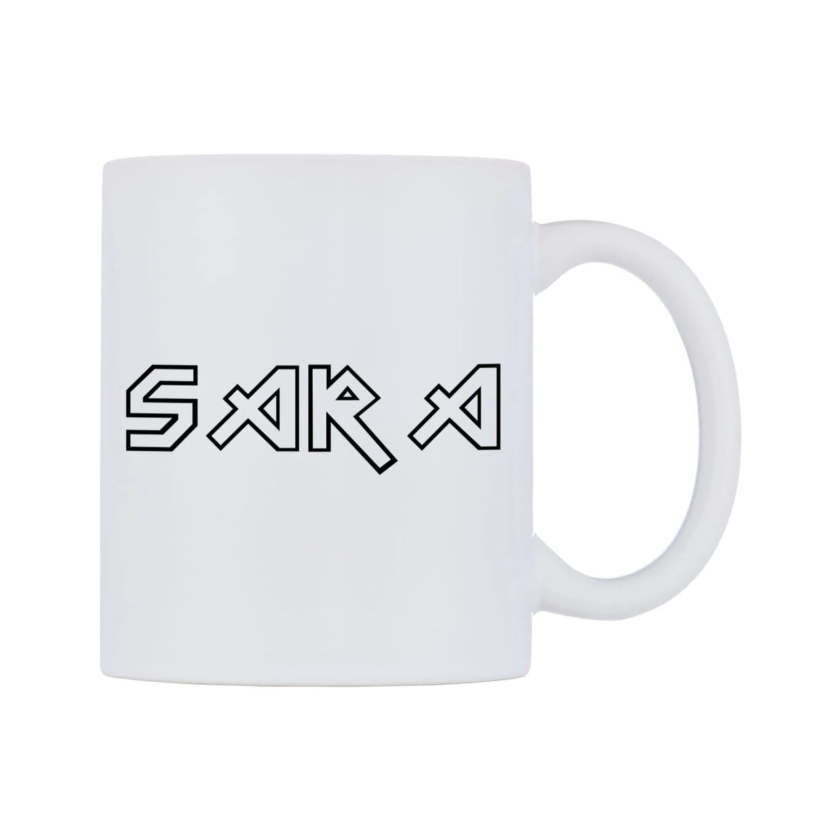 Sara - Iron Maiden Themed Mug — white 11oz gloss mug, left side, on a white background