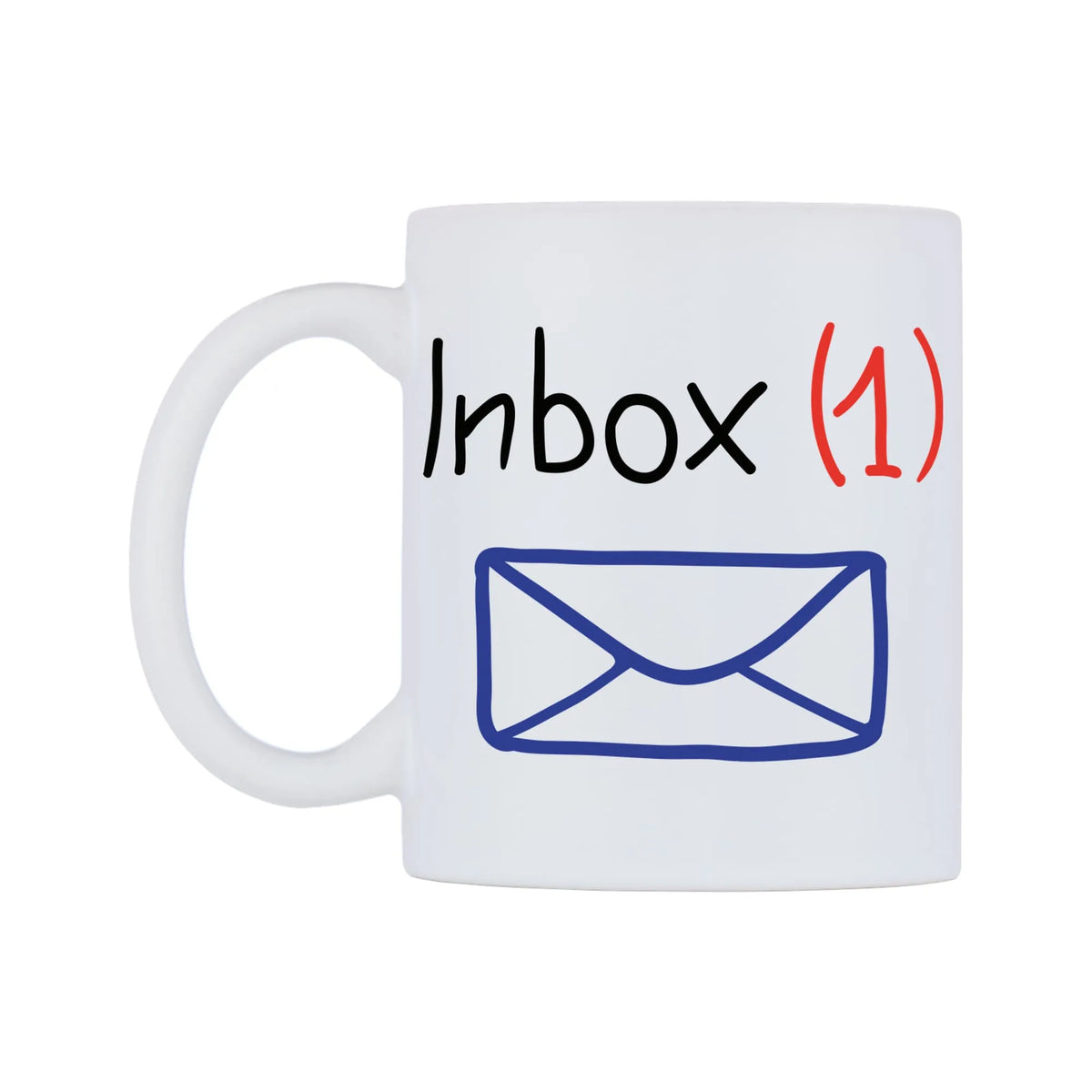 Inbox (1) Mug — white 11oz gloss mug, right side, on a white background