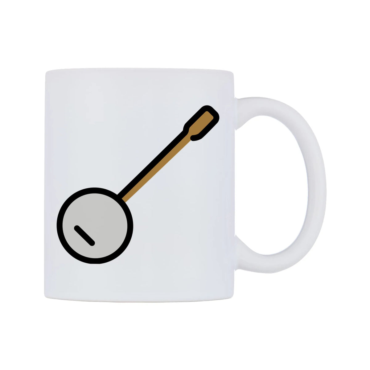 Banjo Emoji Mug — mug, left side, on a white background