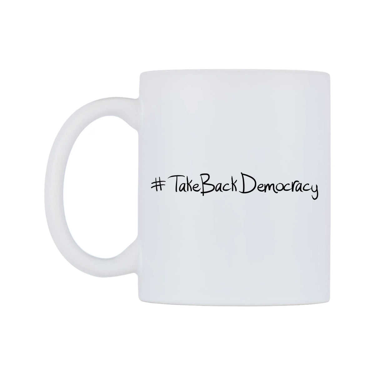 TakeBackDemocracy Mug — mug, right side, on a white background