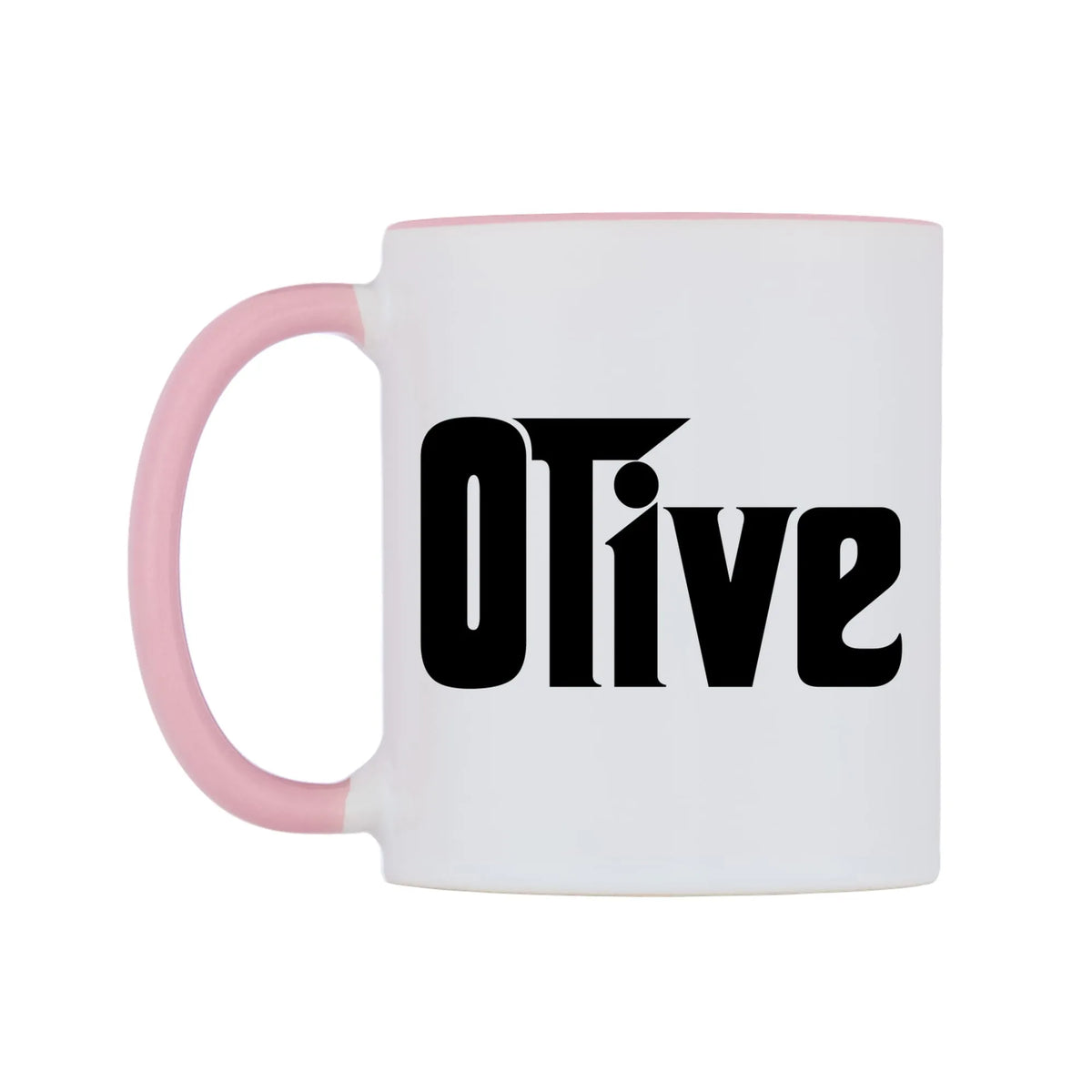 Olive - Godfather Themed Mug — white 11oz gloss mug with a pink inside and handle, right side, on a white background