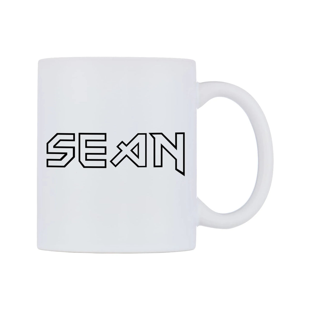 Sean - Iron Maiden Themed Mug — white 11oz gloss mug, left side, on a white background