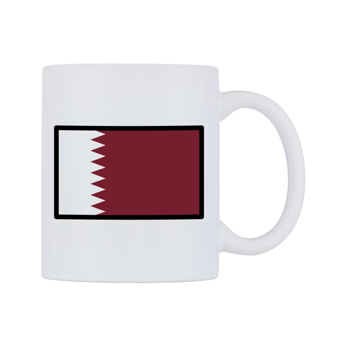 Qatar Flag Emoji Mug — mug, left side, on a white background