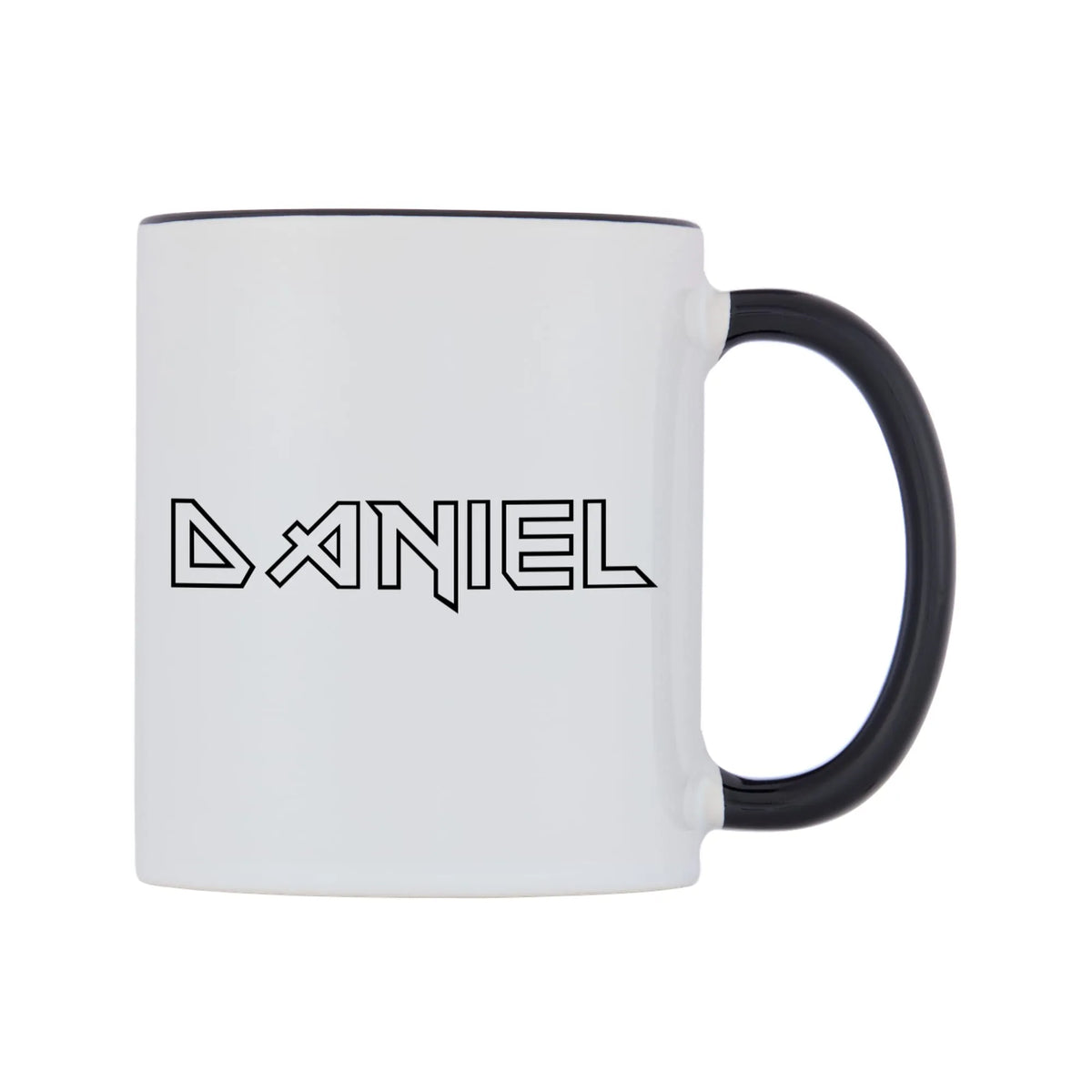 Daniel - Iron Maiden Themed Mug — white 11oz gloss mug with a black inside and handle, left side, on a white background