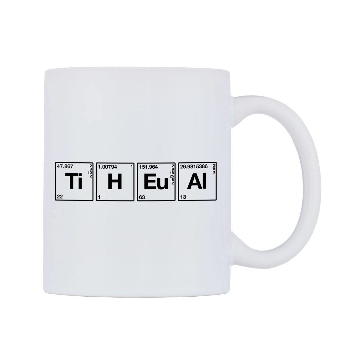 Thea - Chemistry Themed Mug — mug, left side, on a white background