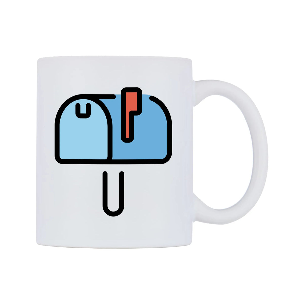 Closed Mailbox With Raised Flag Emoji Mug — mug, left side, on a white background