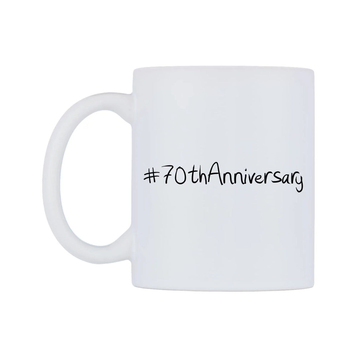 number 70thAnniversary Mug — mug, right side, on a white background