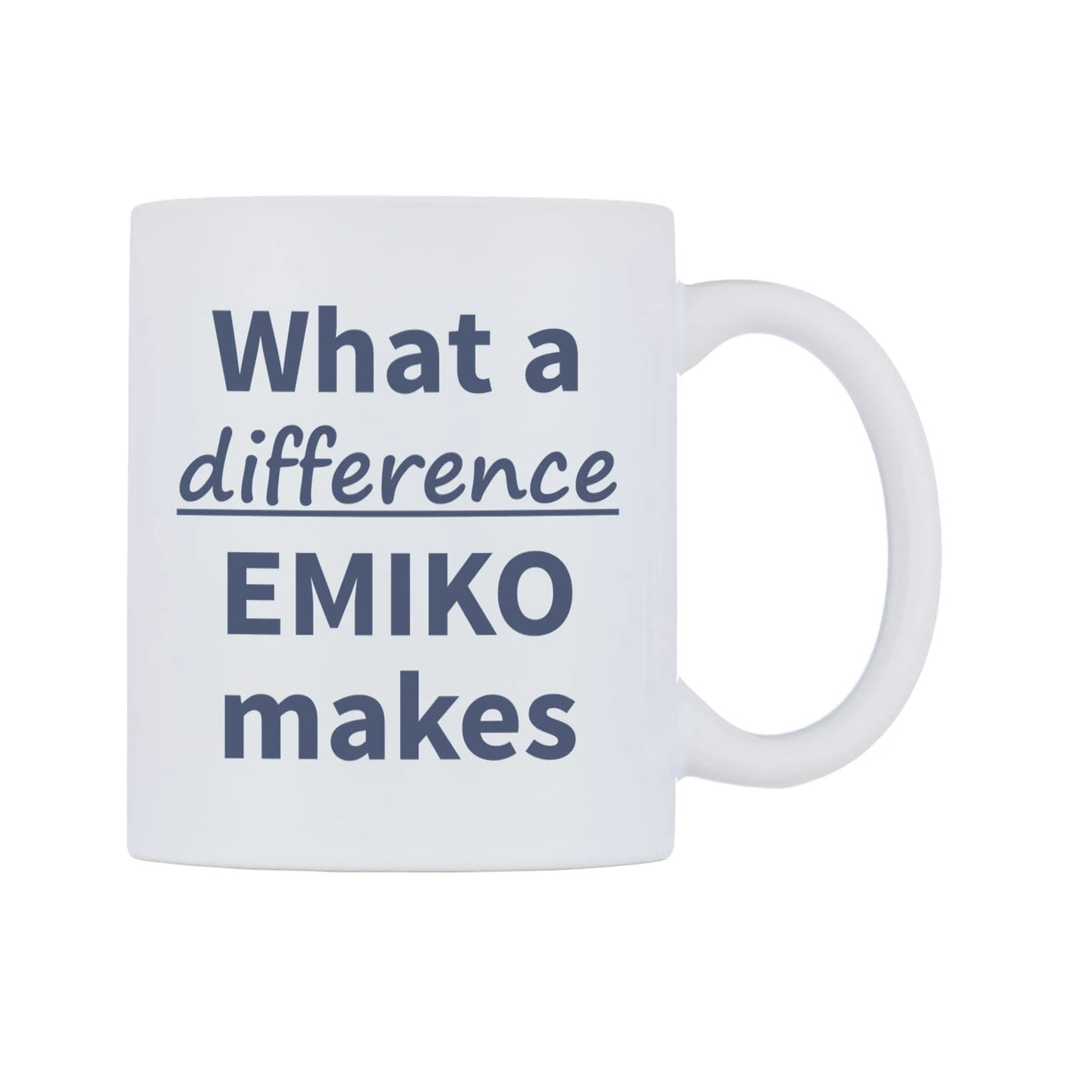 What a difference EMIKO makes Mug — mug, left side, on a white background