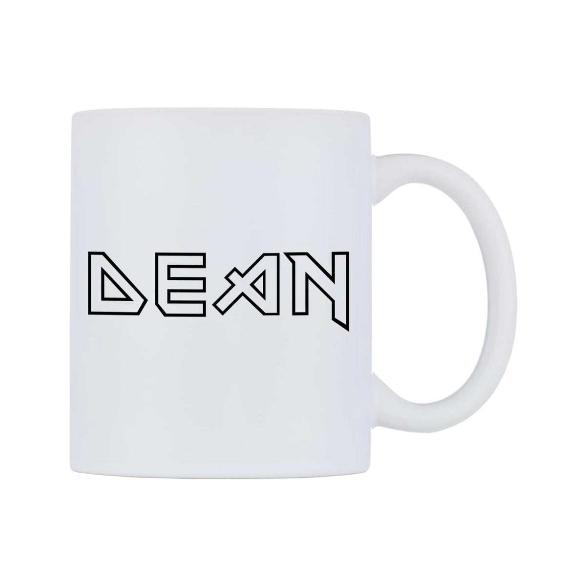 Dean - Iron Maiden Themed Mug — white 11oz gloss mug, left side, on a white background
