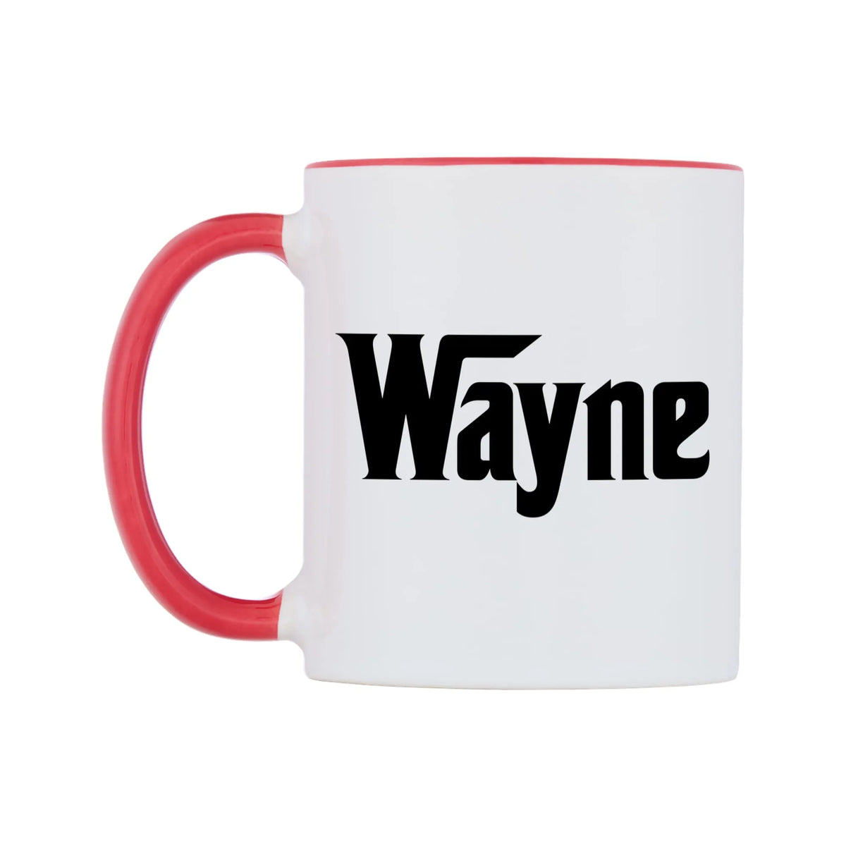 Wayne - Godfather Themed Mug — white 11oz gloss mug with a red inside and handle, right side, on a white background