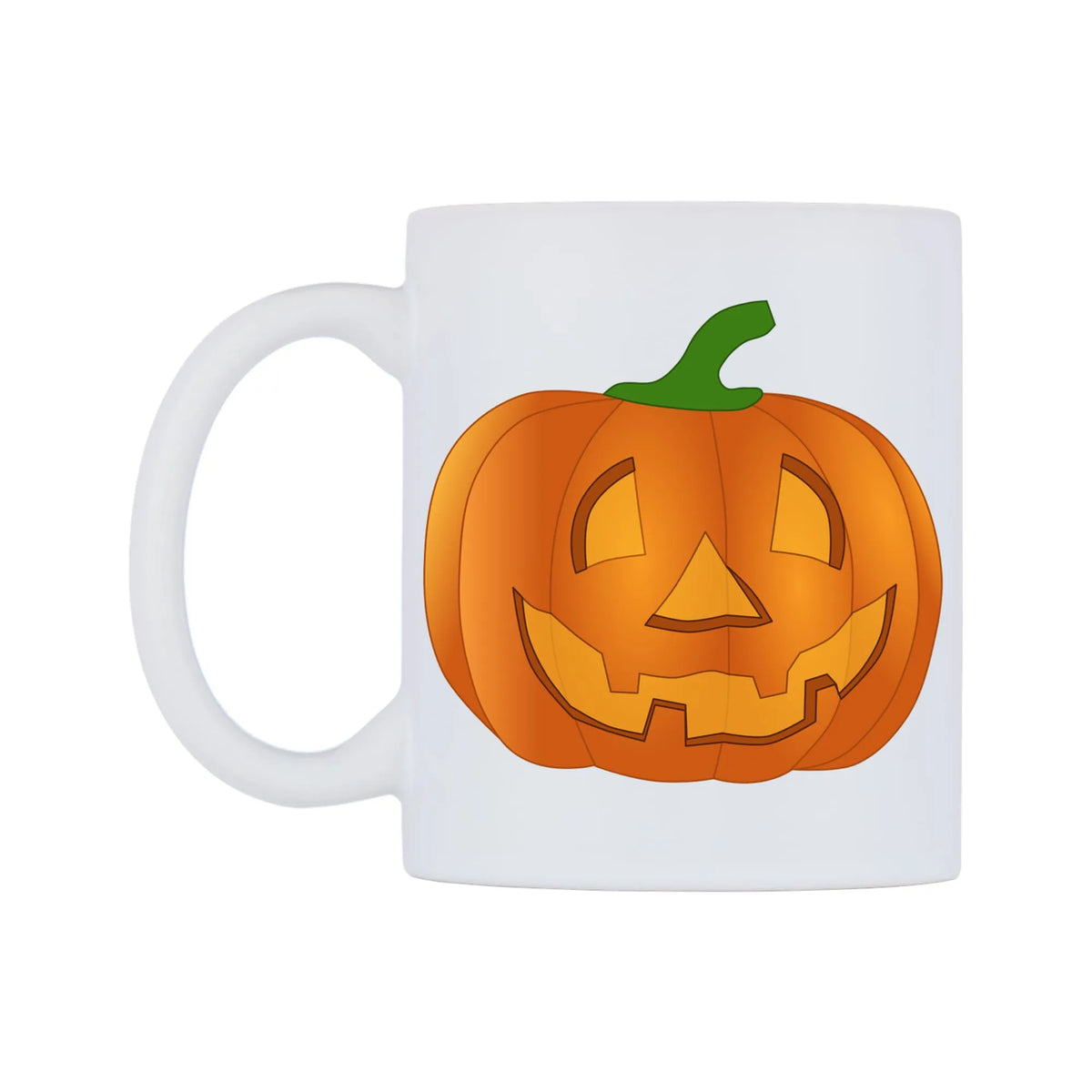 Halloween Pumpkin Mug — white 11oz gloss mug, right side, on a white background