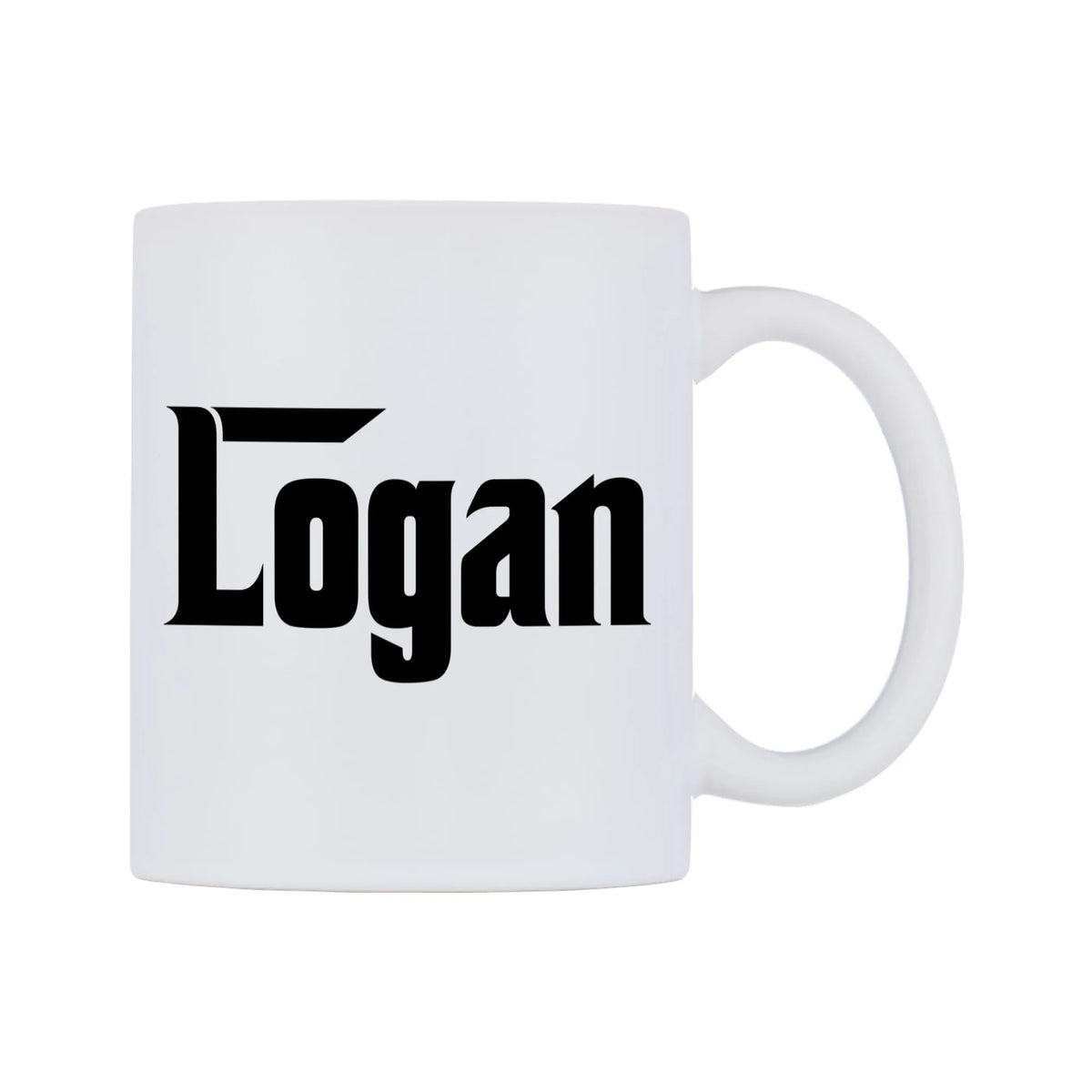 Logan - Godfather Themed Mug — white 11oz gloss mug, left side, on a white background