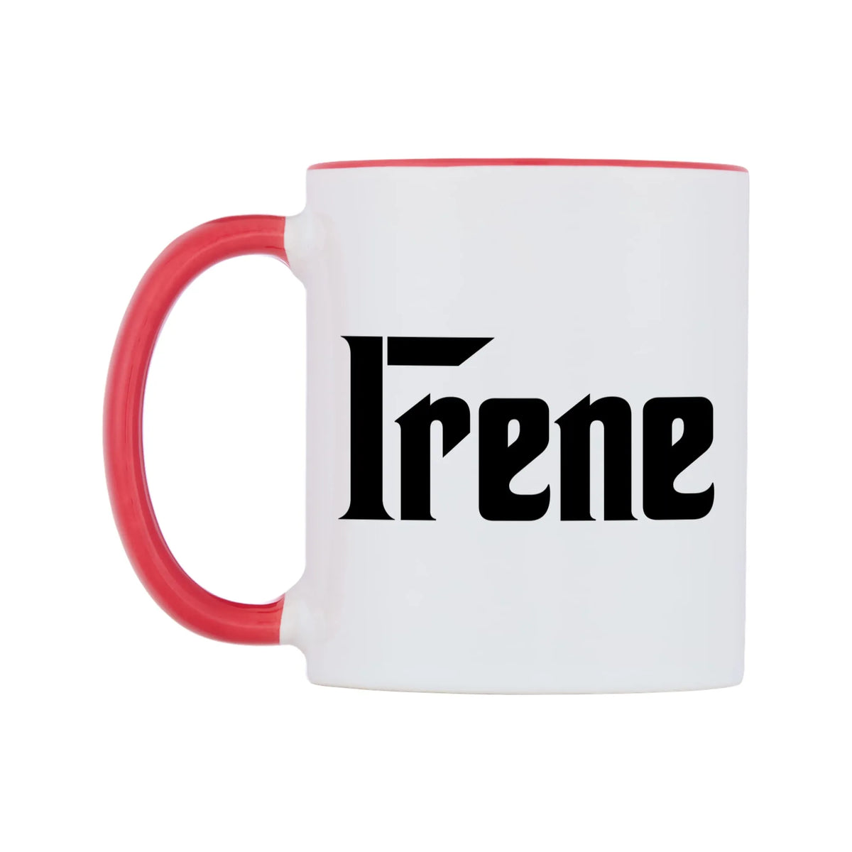 Irene - Godfather Themed Mug — white 11oz gloss mug with a red inside and handle, right side, on a white background