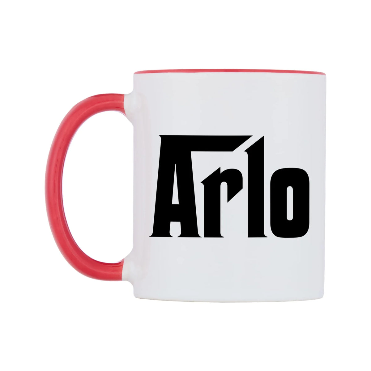 Arlo - Godfather Themed Mug — white 11oz gloss mug with a red inside and handle, right side, on a white background